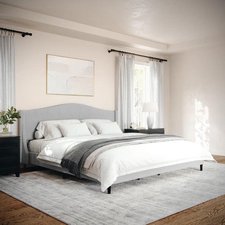 Martha Stewart Martha Stewart Amelia Upholstered Platform Bed With Curved Headboard