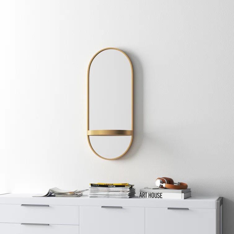 Lumi Metal Flat Mirror with Shelves