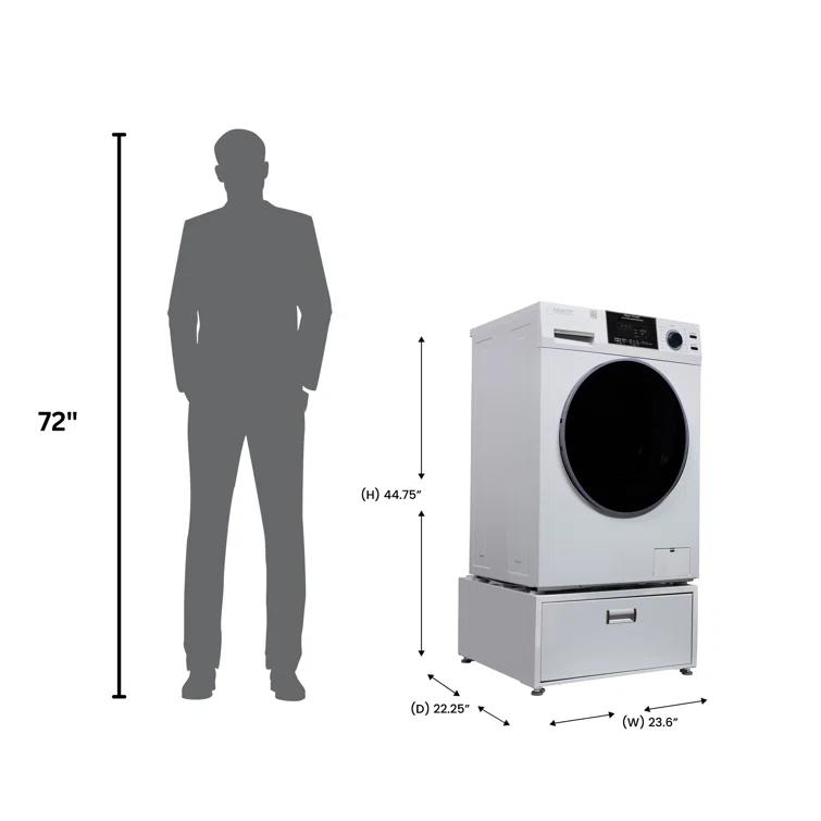 Equator Advanced Appliances Equator All-in-one Washer Dryer Ventless FULLY BUILTIN 0-CLEARANCE 1.62cf/15lbs 110V 1400RPM + Pedestal EZ 4700 C + PDL 4455 White