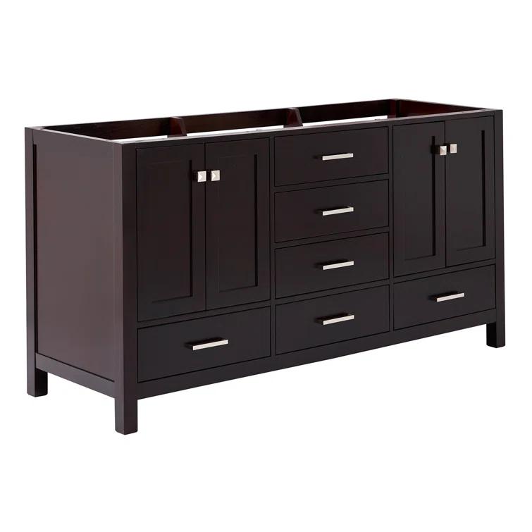 Ariel A067d-Bc Cambridge 66" Double Free Standing Vanity Cabinet Only - Brown