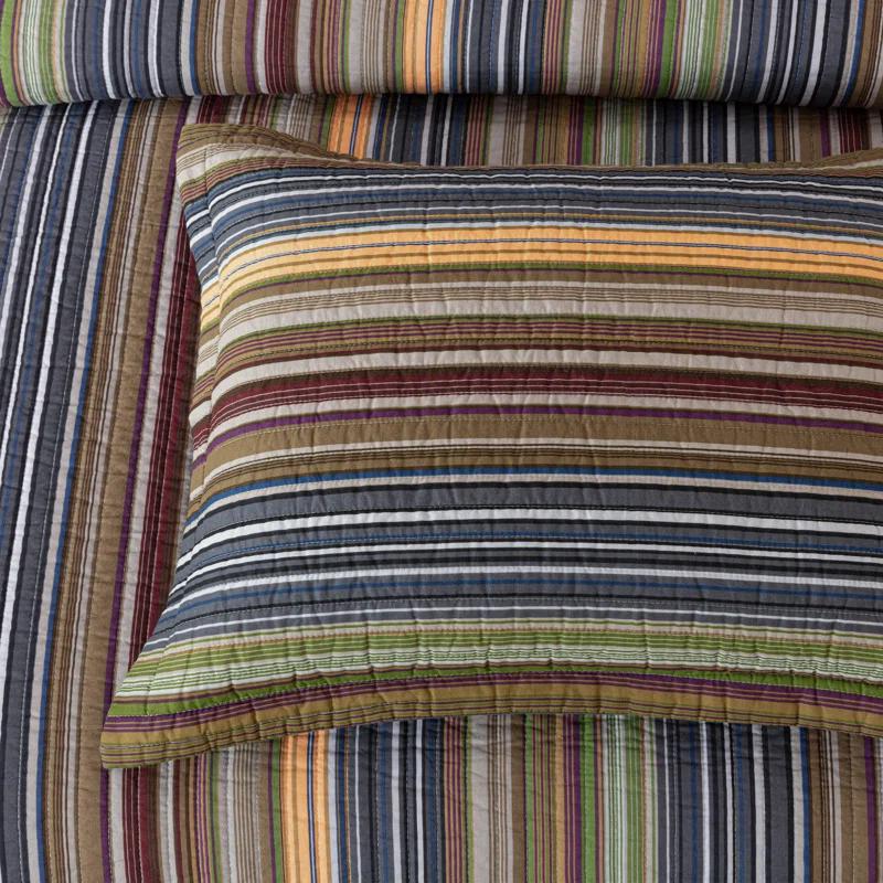 Chezmoi Collection Cotton Quilted Striped Quilt Set