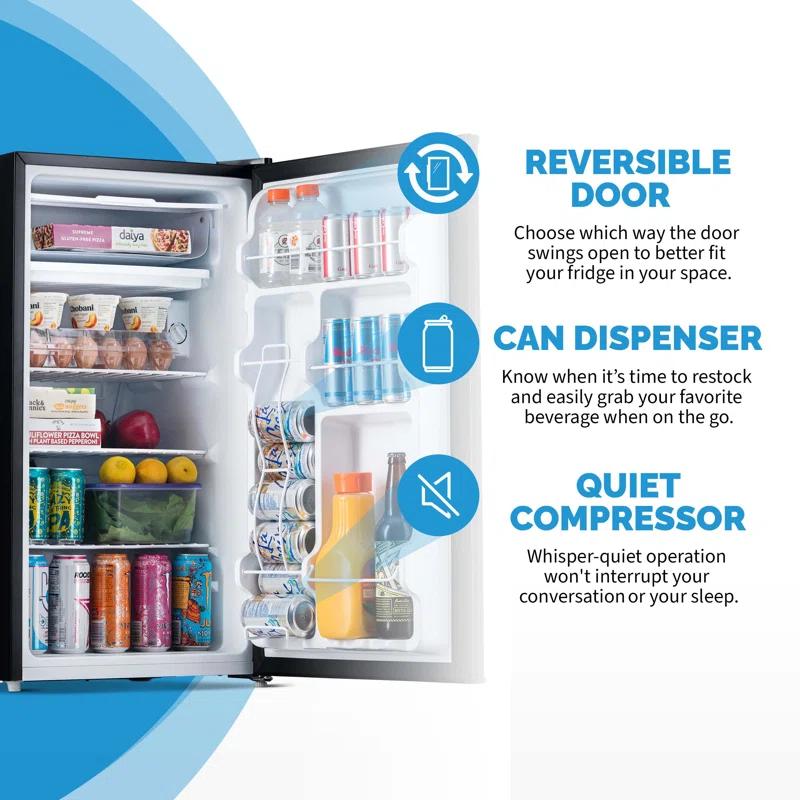 Newair Newair 3.3 Cu. Ft. Compact Mini Refrigerator With Freezer, Can Dispenser