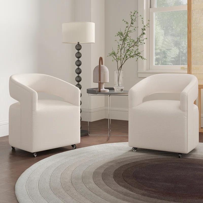 Orren Ellis Modern Dining Chairs Upholstered Dining Room Chairs Accent Chairs With Casters For Dining Room Living Room Set of 2