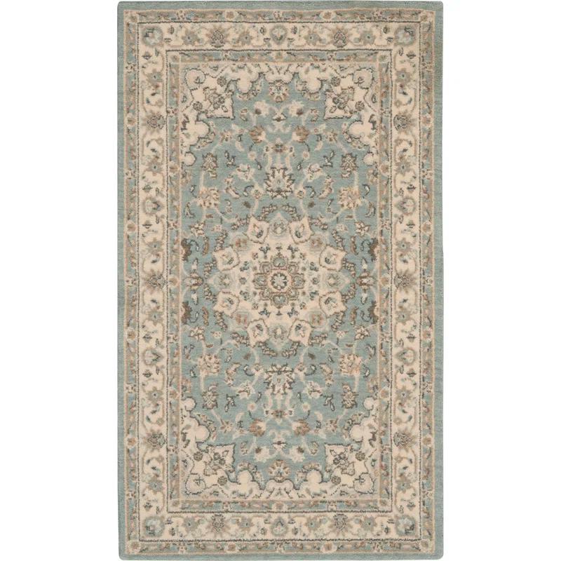 Darya Home Jessika Floral Traditional Aqua Area Rug