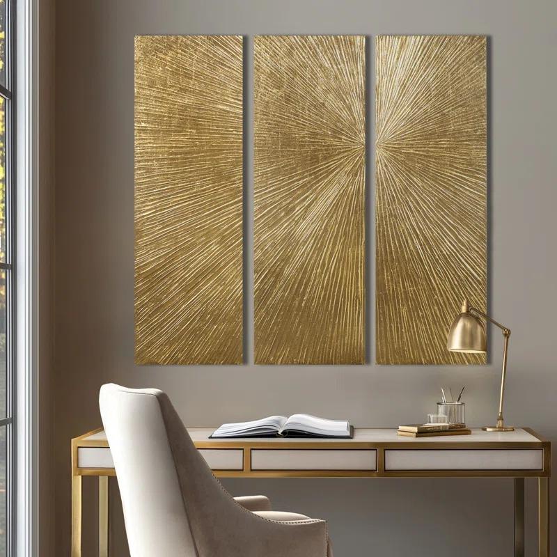 Madison Park Signature Sunburst 3-Piece Hand-Painted Resin Wall Art