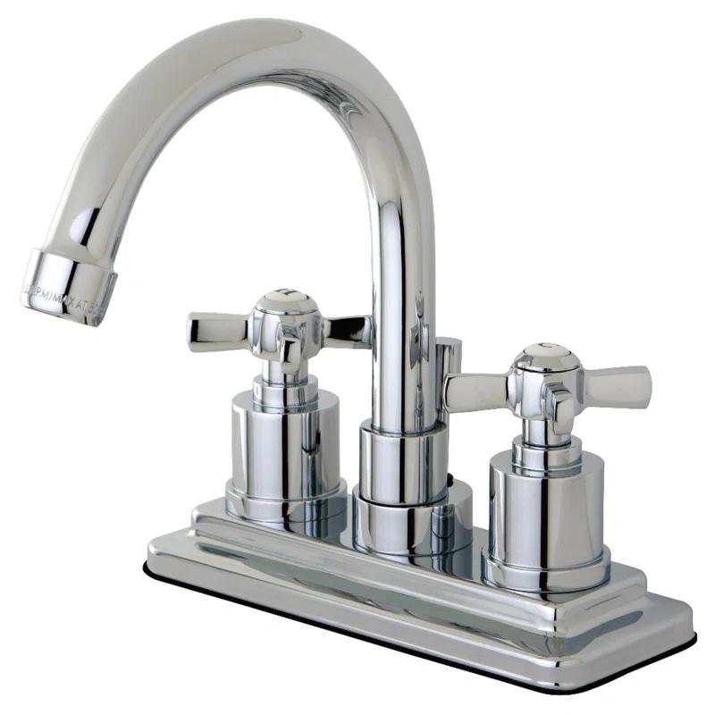 Kingston Brass Millennium Two-Handle 3-Hole Deck Mount 4" Centerset Bathroom Faucet with Brass Pop-Up