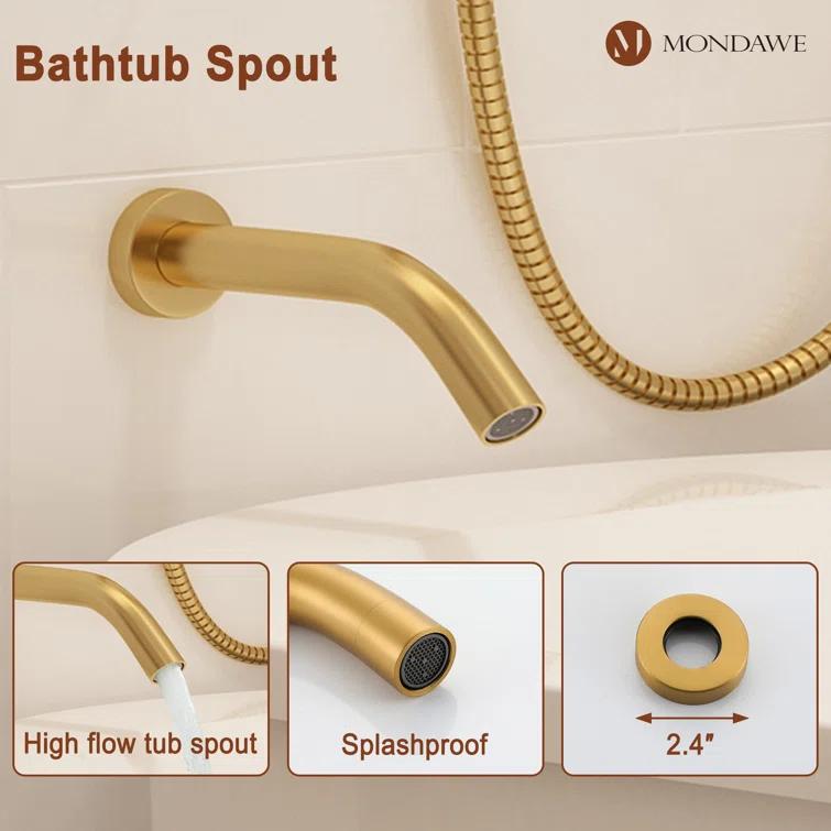 mondawe Calliope Wall Mounted 3 Function Retro Shower System with 3 Setting Handheld MD-A3815-BG3