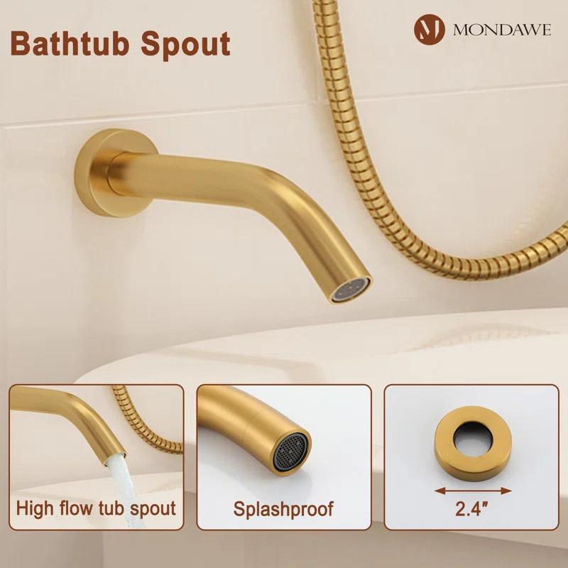 mondawe Calliope Wall Mounted 3 Function Retro Shower System with 3 Setting Handheld MD-A3815-BG3