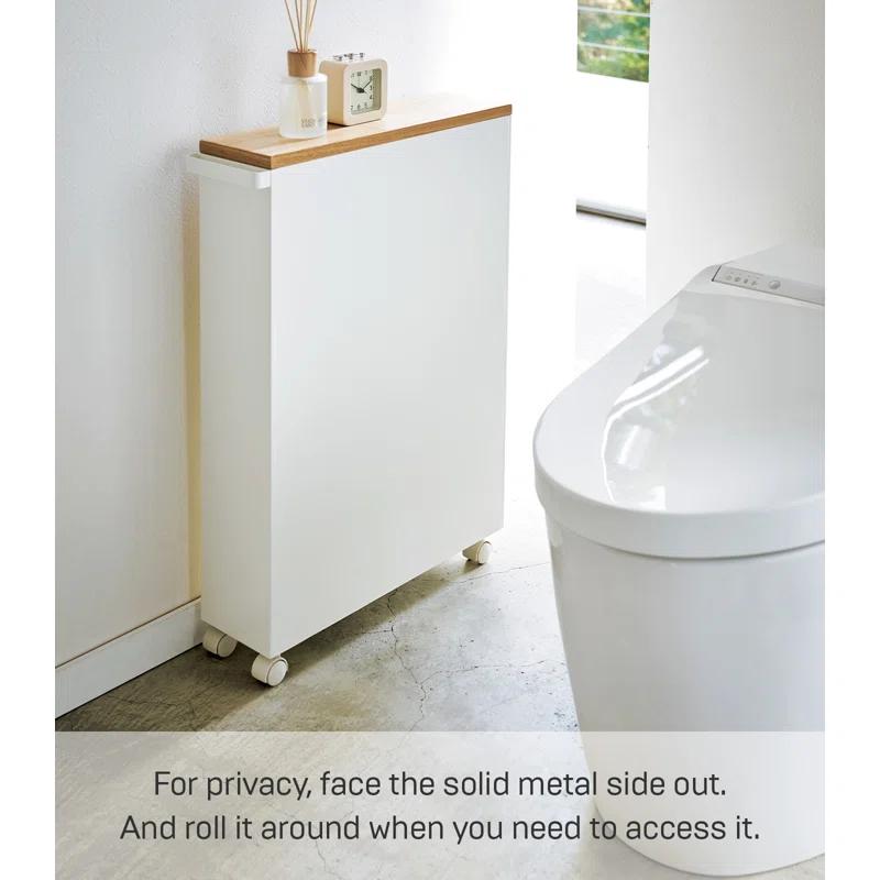 Yamazaki White Rolling Bathroom Cart