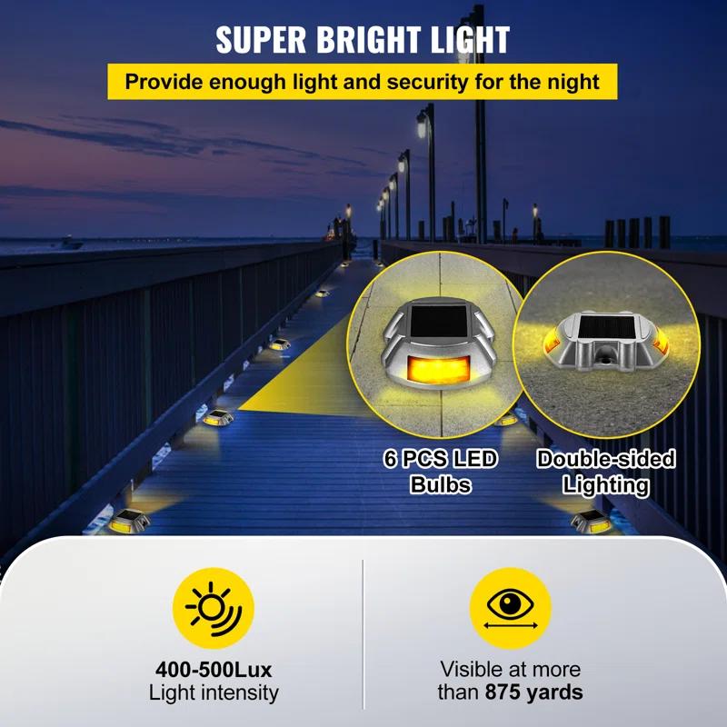 Solar Dock Lights Low Voltage Solar Powered Integrated LED Metal Pathway Light Pack (Set of 4)