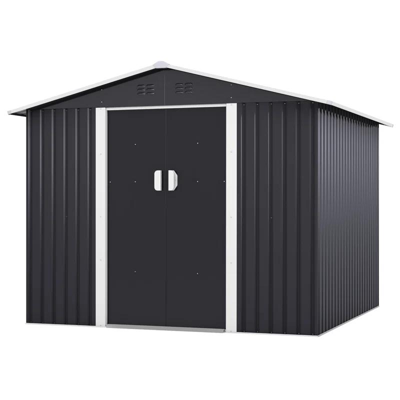 Jaxpety 8 ft. W x 8 ft. D Metal Storage Tool Shed Outdoor Storage Shed With Sliding Doors and Vents & Reviews | Wayfair