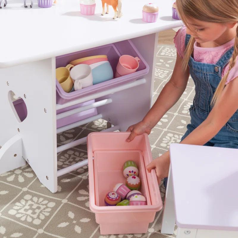 KidKraft Wooden Heart Table & Chair Set with 4 Bins