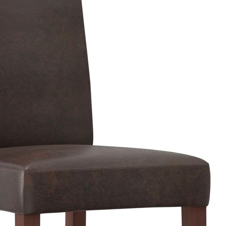 Simpli Home Acadian Andover Upholstered Parson Dining Chair with Tufted Backrest and Solid Wood Frame (Set of 2)