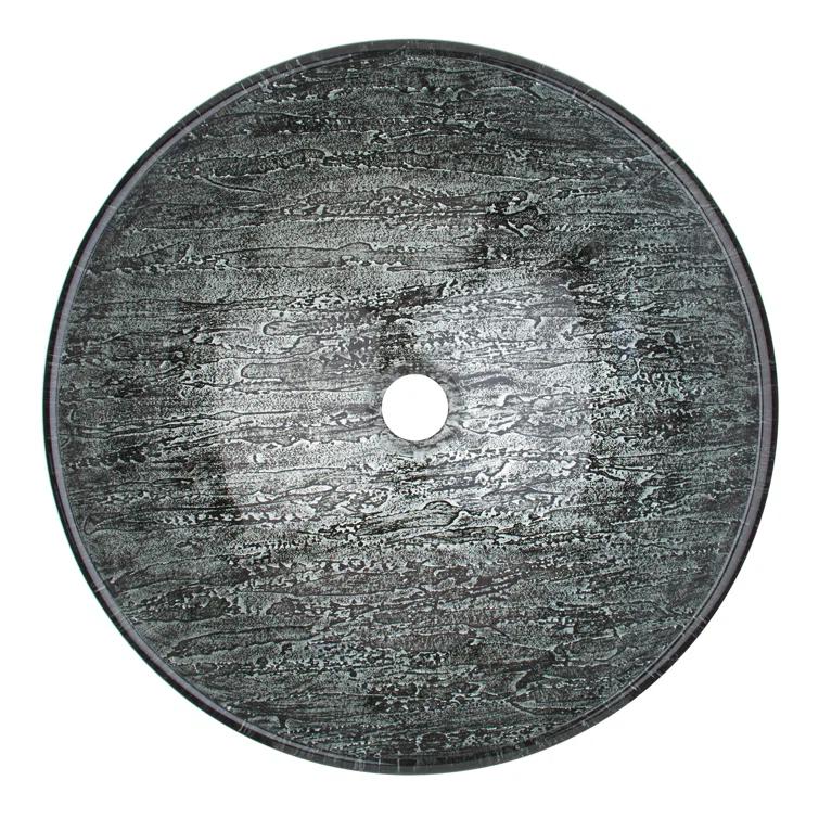 VIGO Giovanni Titanium Glass 17" L 17" W 6" H Round Vessel Bathroom Sink VG07050