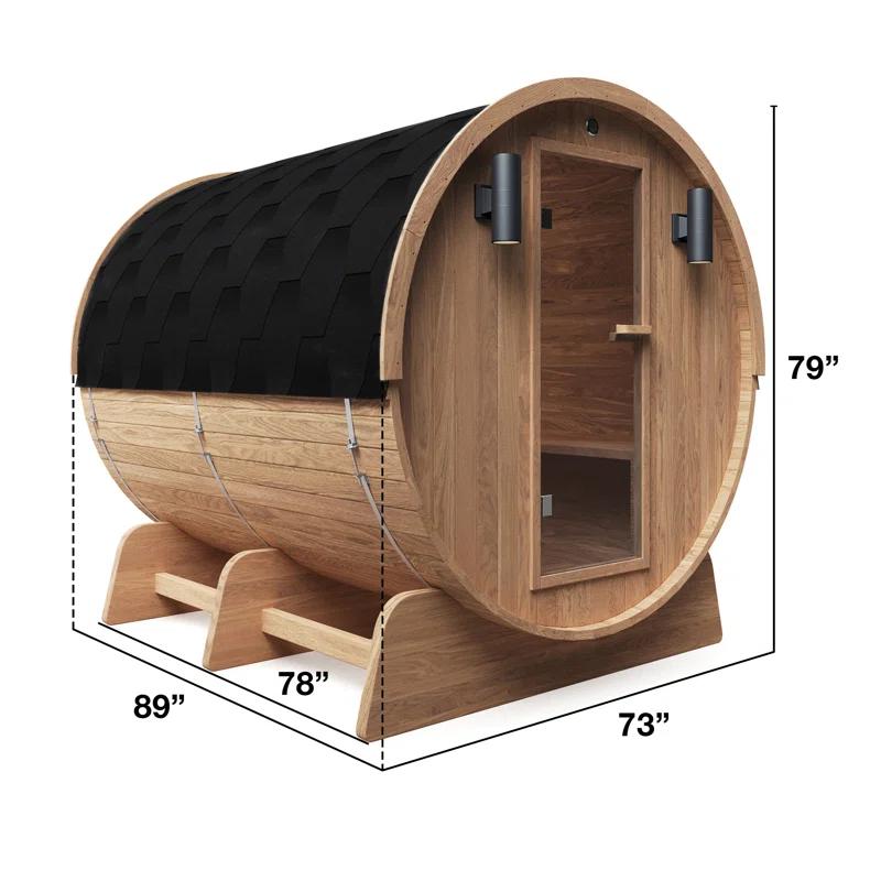 ALEKO Red Cedar Barrel Sauna with Panoramic Window - 8 kW UL Certified KIP Harvia Heater - 6-8 Person | Wayfair