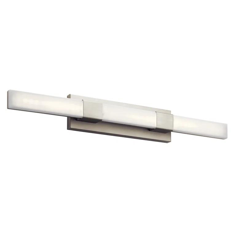 Sleek Satin Nickel LED Vanity Light with White Polycarbonate Shade