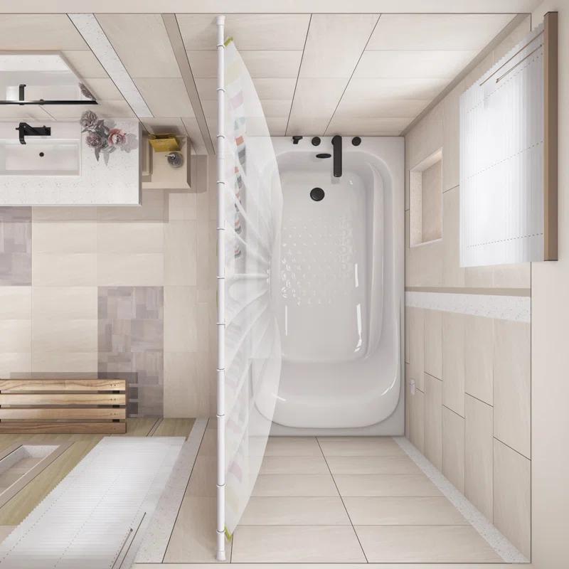 Design House Classic Adjustable Straight Tension Shower Curtain Rod for Bathroom