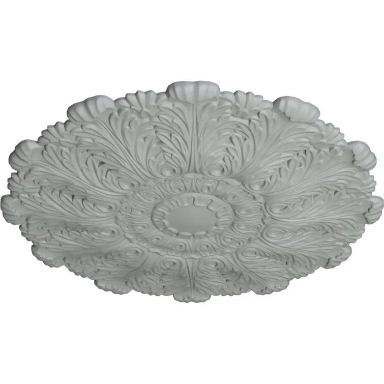 Ekena Millwork Endurathane Bradford Ceiling Medallion, 32 5/8"OD x 2"P (Fits Canopies up to 6 5/8"), Hand-Painted Green Gold Finish CM31DU