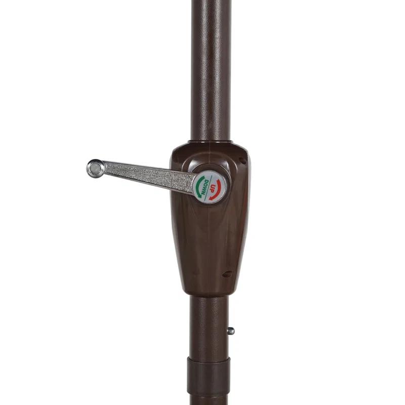 Arlmont & Co. Teretha 9 ft. Classic Cottage Tassel Market Patio Umbrella with Auto-Tilt, Crank, and UV Protection