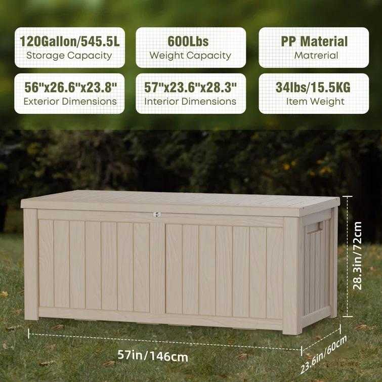Emperic Design Emperic Design 120 Gallon Water Resistant Resin Lockable Deck Box