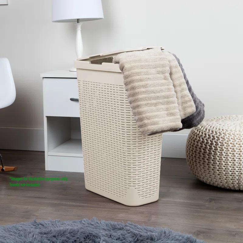 Mind Reader Mind Reader 40L Slim Laundry Hamper, Clothes Basket, Lid, Wicker Design, Plastic