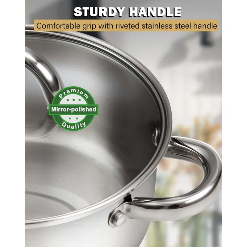 Cook N Home Cook N Home 5.5-quart Sauce Pot Stainless Steel Stockpot With Glass Lid, Basics Saucier Casserole Stock Pot