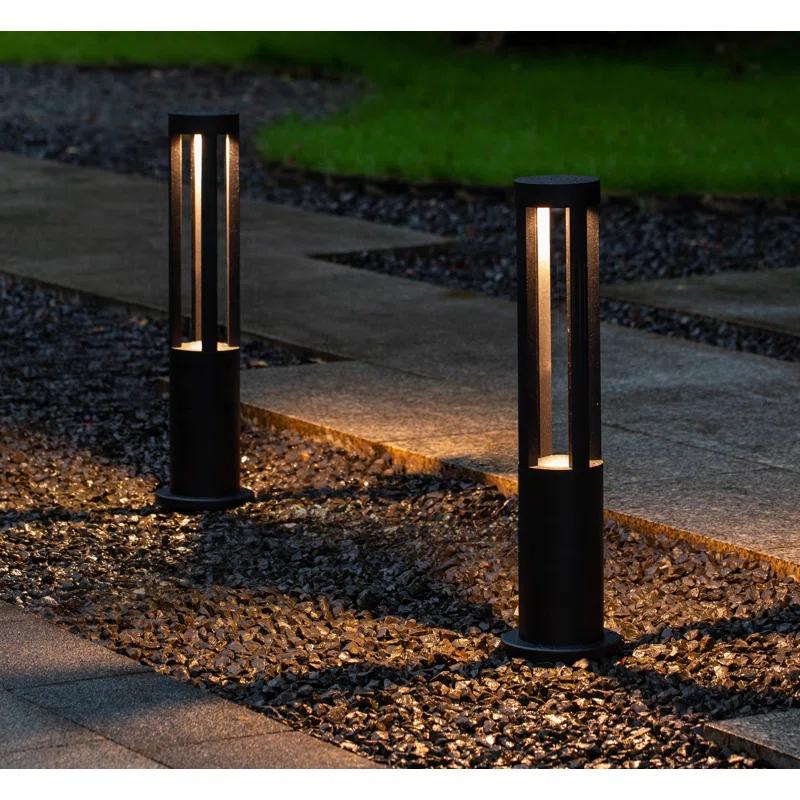 Gardenised Black Integrated LED Metal Bollard Light