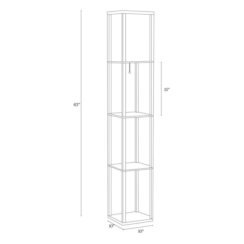 Brightech Maxwell 63 in. Modern 3-Shelf LED Floor Lamp with Fabric Square Shade