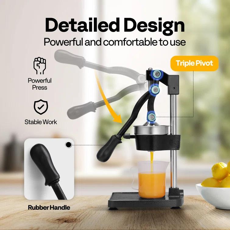 VIVOHOME Stainless Steel Black Manual Hand Press Orange Juicer Machine