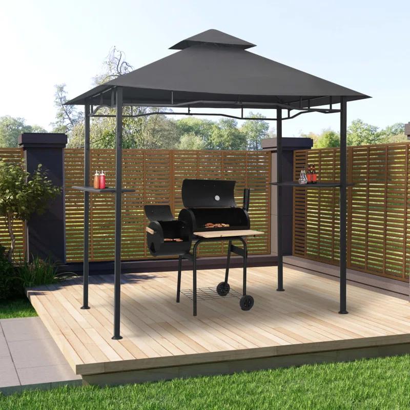 vidaXL 7.9 Ft. W x 4.9 Ft. D Anthracite Steel Party Tent Gazebo