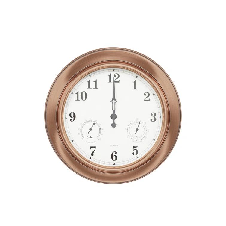 Pure Garden Indoor Outdoor Clock Thermometer Combo - 18-Inch Waterproof Outdoor Wall Clock with Temperature and Humidity by Pure Garden