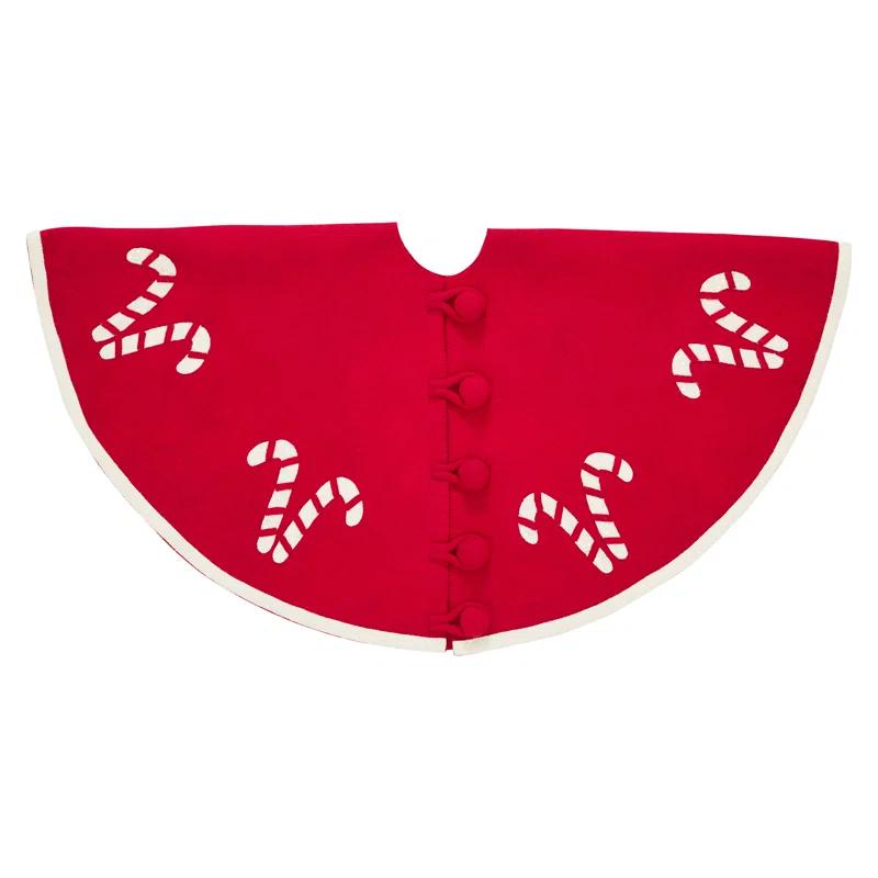 Handmade Christmas Tree Skirt in Felt - Candy Canes - 60"