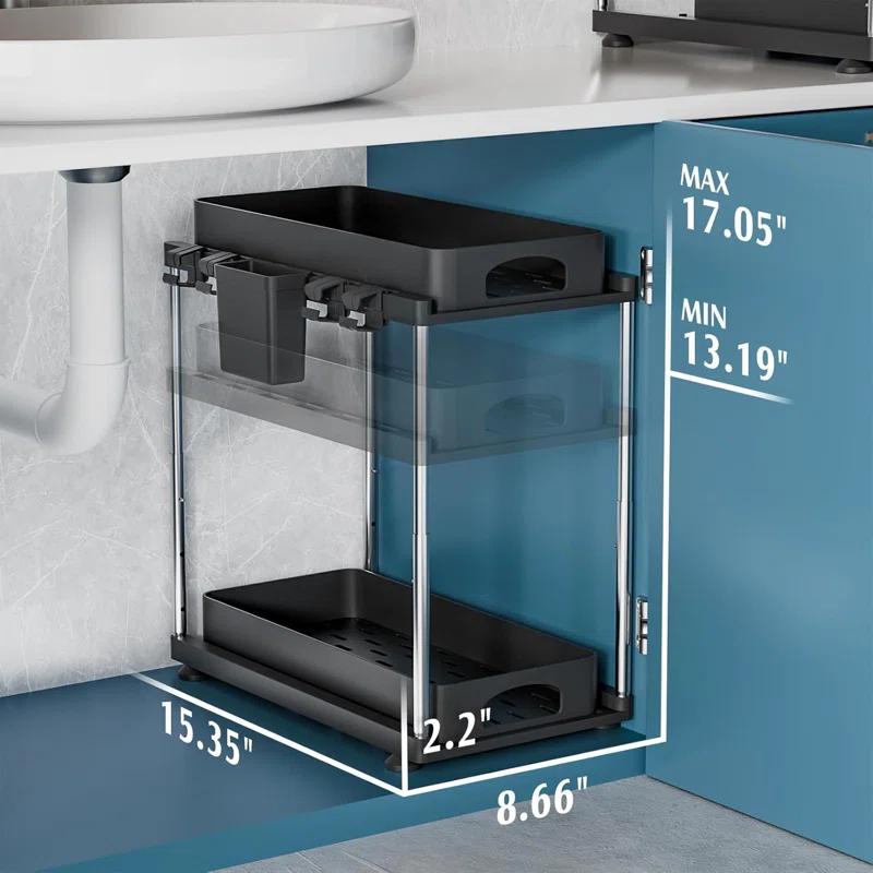 Anadea 2 Pack Under Sink Organizer, 2 Tier Under Sink Organizers And Storage For Kitchen Bathroom, Height Adjustable Cabinet Organizer With Two Slide-Out Drawers
