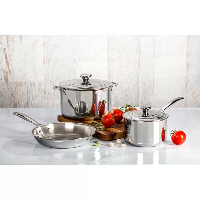 Stainless Steel 5-Piece Tri-Ply Cookware Set with Lids