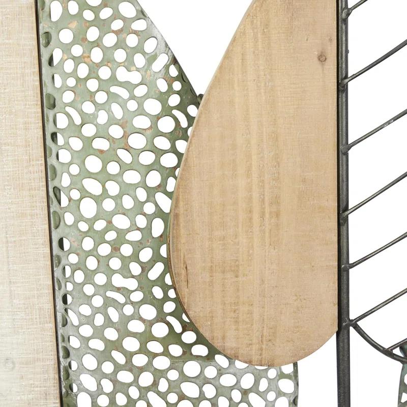 XMVJHOME Modern Leaf Wall Art Sculpture With Metal Wire Accents, Minimalist Botanical Home Decor, Open-Frame Design For Contemporary Interiors