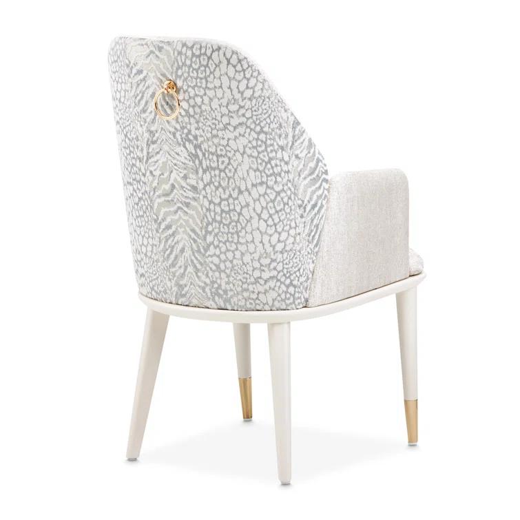 Michael Amini Lisbon Dining Arm Chair - Silken Matte Cream