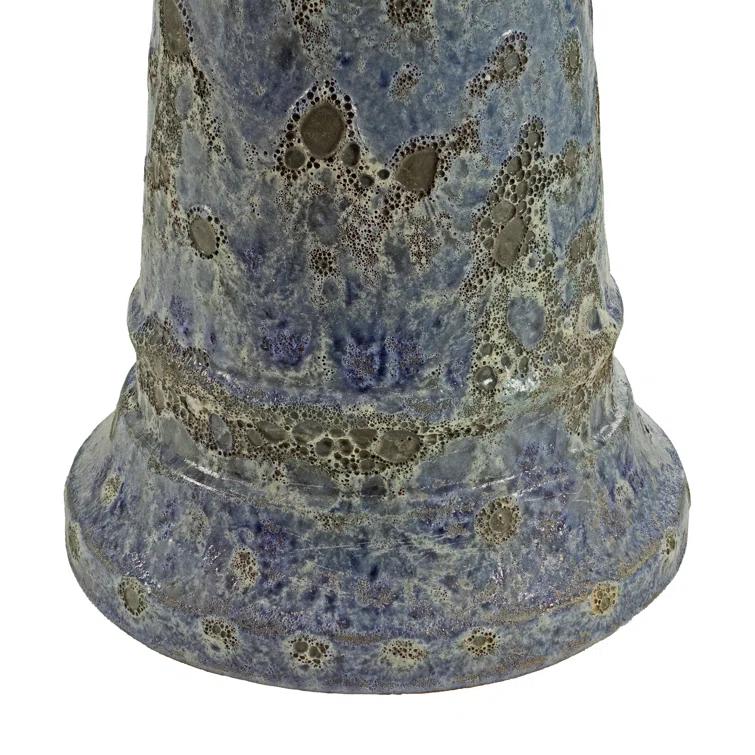 Red Barrel Studio® Trenasia Freestanding Ceramic Outdoor Bird Bath with UV-Resistant Blue Lava Finish