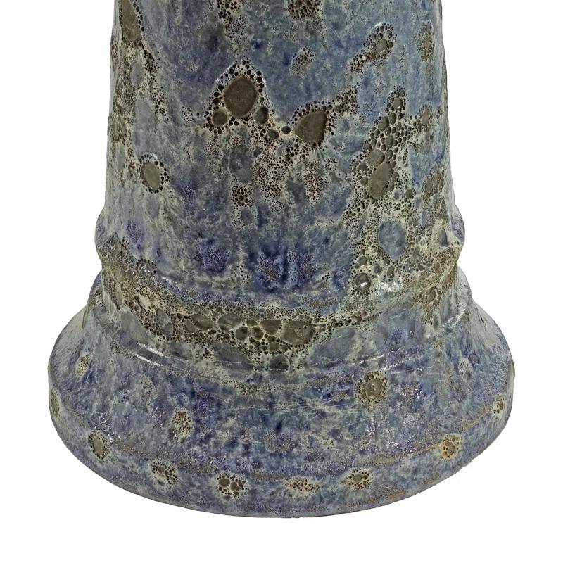 Red Barrel Studio® Trenasia Freestanding Ceramic Outdoor Bird Bath with UV-Resistant Blue Lava Finish