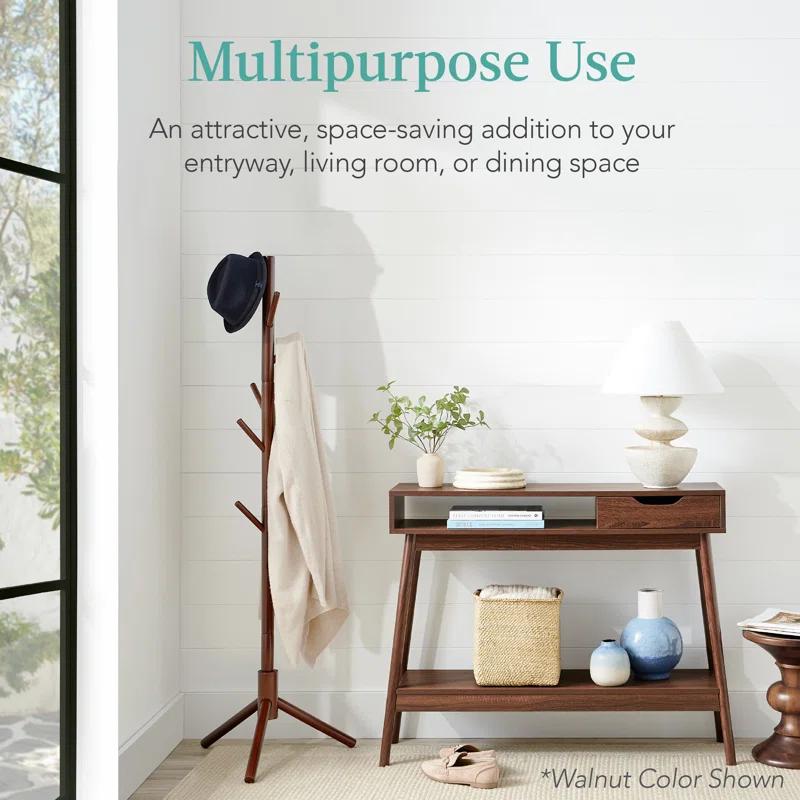 George Oliver Khassidy Mid-Century Modern Hallway Console Table, Space-Saving Sofa Table w/ Cubby, Drawer