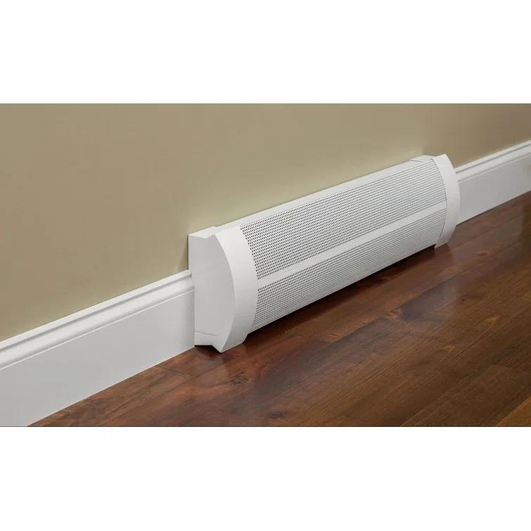 Baseboarders Baseboarders Elliptus Galvanized Steel Easy Slip-on Baseboard Heater Cover Set - White | Heater Cover and Endcaps Included