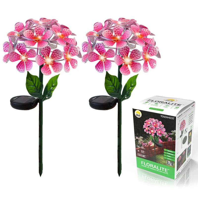 Touch of ECO Solar Powered LED Metal Flower Garden Stake Light (Set of 2)