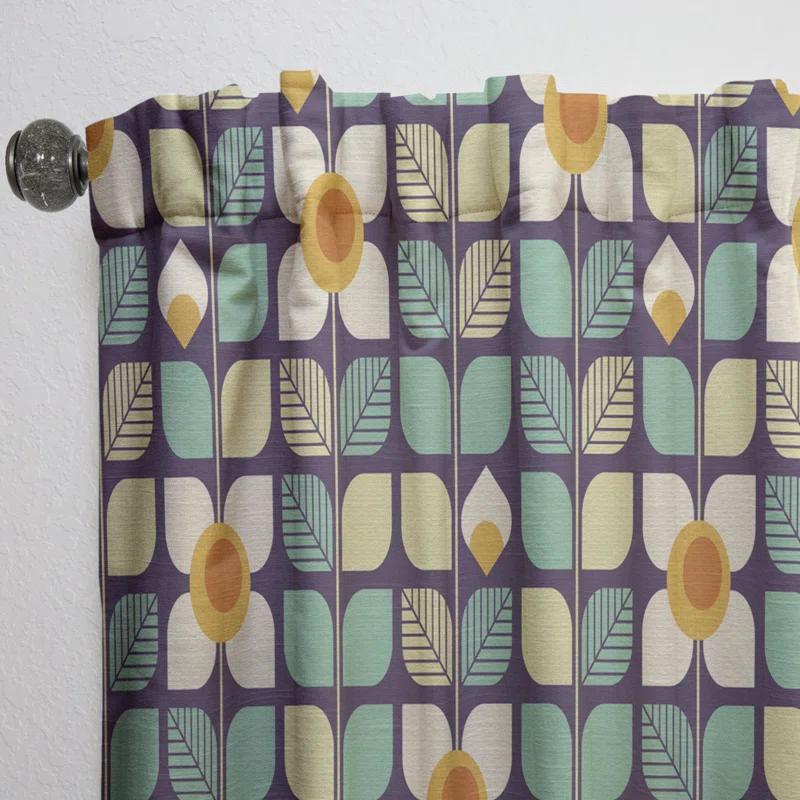 Design Art Botanical Retro Design III - Mid-Century Velvet Curtain - Room darkening - 1 panel | Wayfair