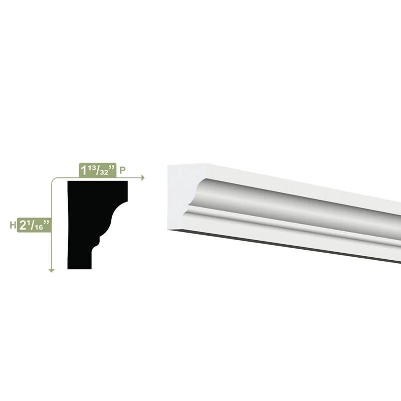 Ekena Millwork 2"H x 1 3/8"P x 96"L Ram Crown Moulding, PVC