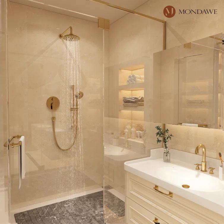 mondawe Calliope Wall Mounted 2-Function Retro Pressure-Balanced Shower System with 3 Setting Handheld MD-A3815-BG