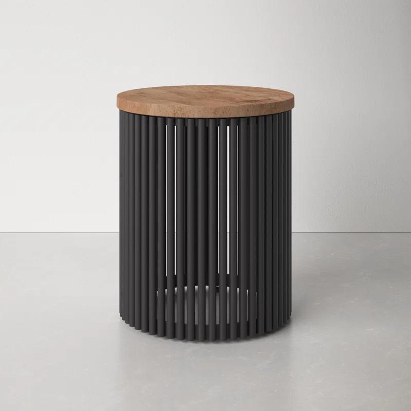 Lora Solid Wood Drum End Table