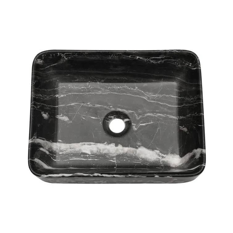 COUOKO COUOKO 19''L x 15"W Black Marble Ceramic Rectangular Vessel Bathroom Sink C-VSF1915-M