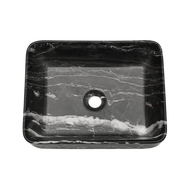 COUOKO COUOKO 19''L x 15"W Black Marble Ceramic Rectangular Vessel Bathroom Sink C-VSF1915-M