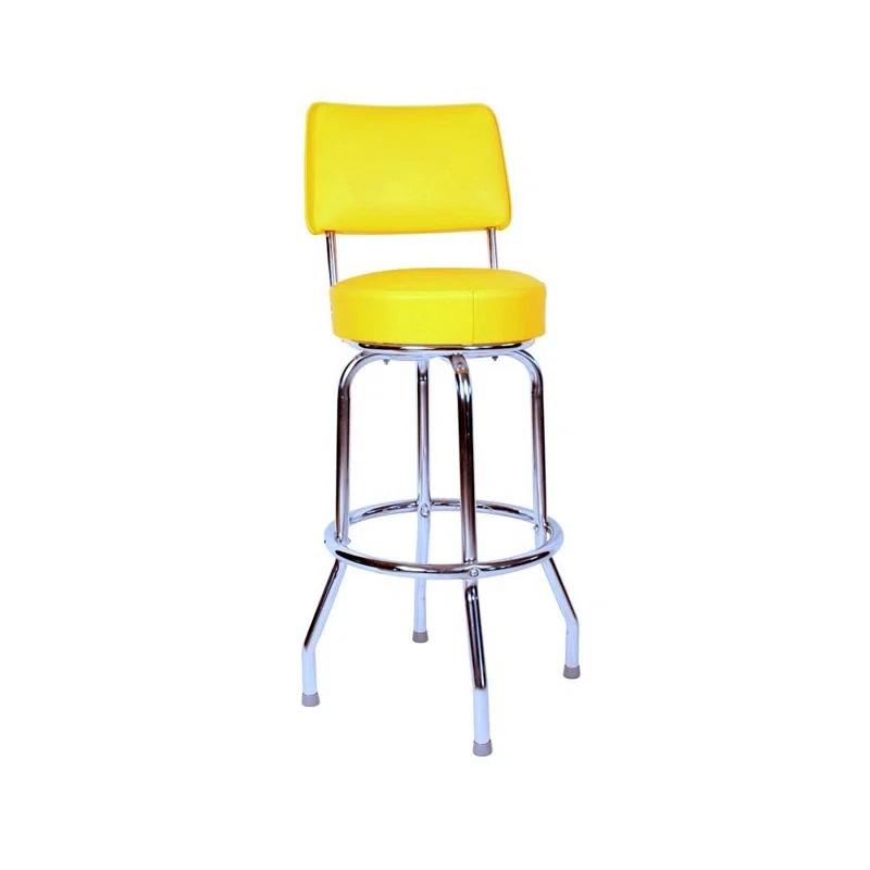 Retro Home Single Ring Upholstered Swivel Bar & Counter Stool with Back