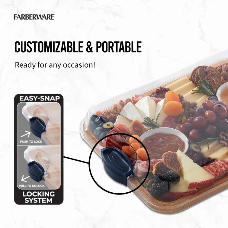 Farberware Farberware Build-A-Board 11 x 14 in. Bamboo Charcuterie Board With Locking Lid