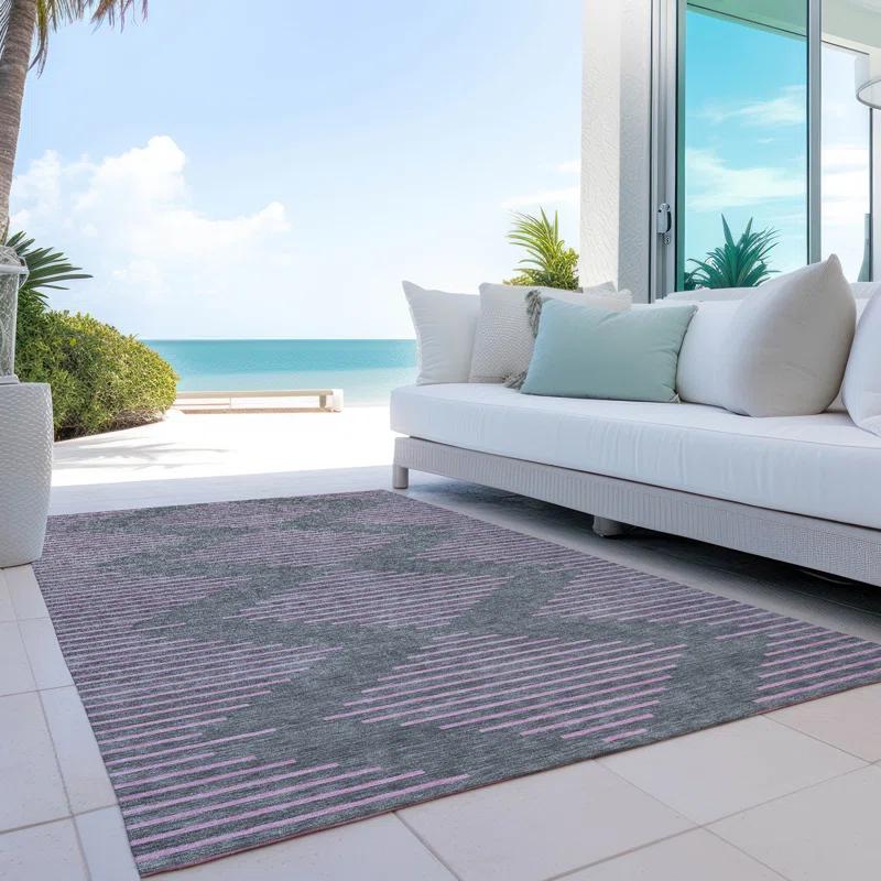 Machine Washable Indoor/Outdoor Chayden ACN1017 Gray Rug